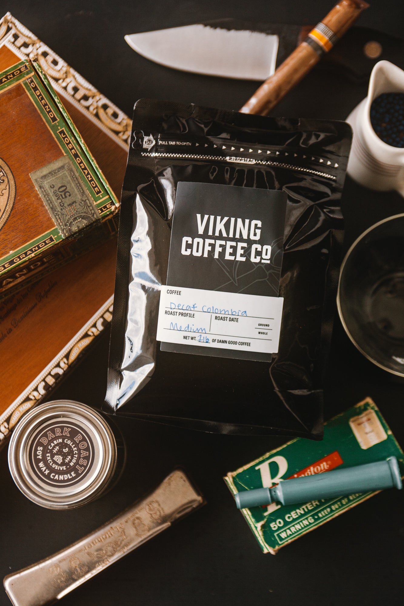 Decaf Colombian coffee with smooth, chocolate-rich flavor profile