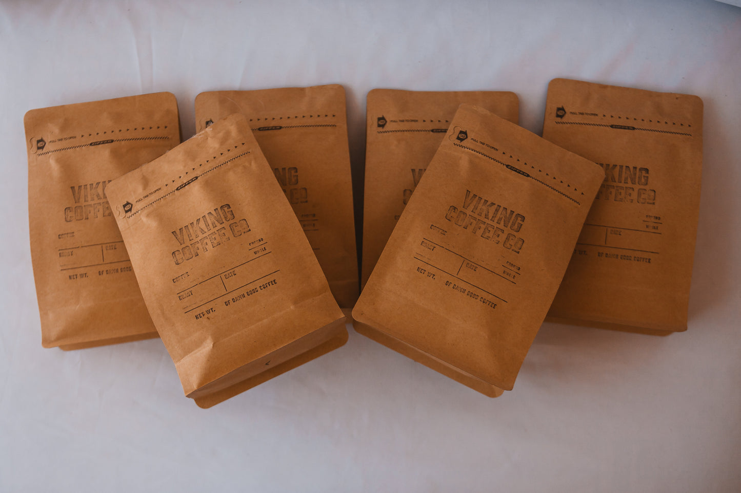 Box set with six ½ lb bags of assorted Viking Coffee blends